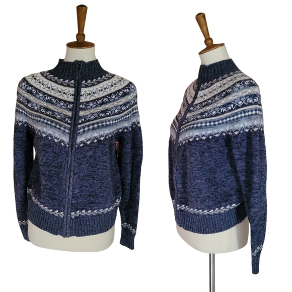 Heirloom Collectibles Vintage Fair Isle Blue Multi-color Cardigan - Picture 1 of 5